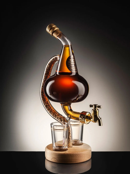 Pot Still Refillable Whisky Decanter with Tap & 2 Glasses 350ml